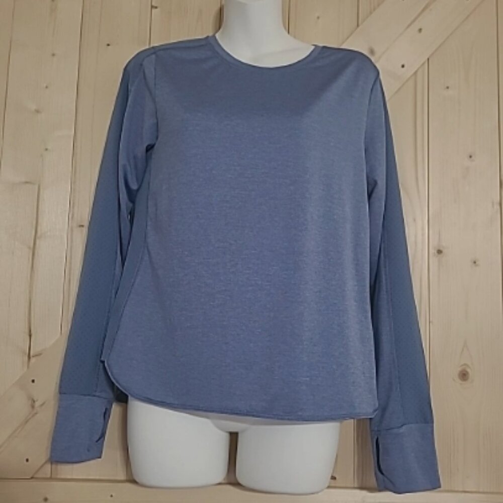 AVIA Top Shirt Workout Athletic Yoga Running Blue Long Sleeves Sz S 4-6